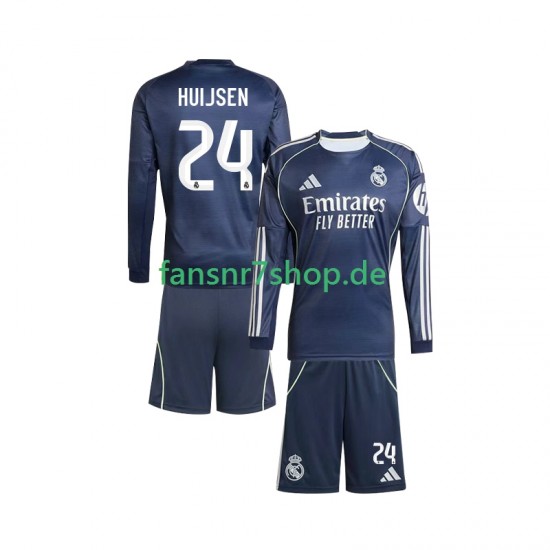 Real Madrid fußball trikot Huijsen 24 Kinder Auswärts 2025-2026 Langarm
