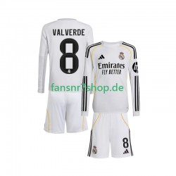 Real Madrid fußball trikot Valverde 8 Kinder Heim 2025-2026 Langarm