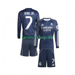 Real Madrid fußball trikot Vinicius Junior 7 Kinder Auswärts 2025-2026 Langarm
