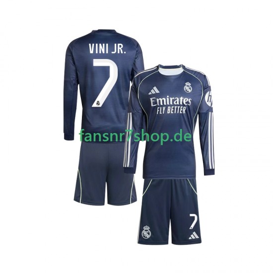 Real Madrid fußball trikot Vinicius Junior 7 Kinder Auswärts 2025-2026 Langarm