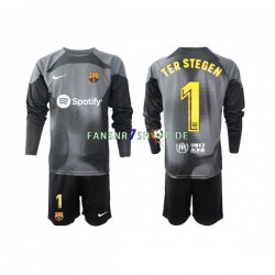 FC Barcelona fußball trikot Ter Stegen 1 Torhüter Kinder Auswärts 2022-2023 Langarm