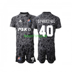 fußball trikot Dinamo Zagreb Livakovic 40 Torhüter Kinder Heim 2022-2023 Kurzarm
