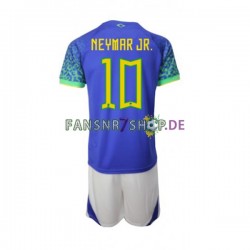 Brasilien fußball trikot WM 2022 Neymar JR 10 Kinder Auswärts Kurzarm