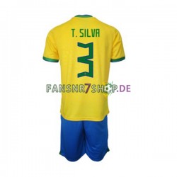 Brasilien fußball trikot WM 2022 Thiago Silva 3 Kinder Heim Kurzarm Brasilien fußball trikot WM 2022 Thiago Silva 3 Kinder Heim Kurzarm