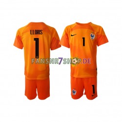 Frankreich fußball trikot WM 2022 Hugo Lloris 1 Torhüter Kinder Auswärts Kurzarm