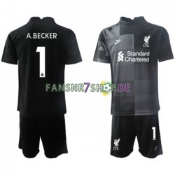 Liverpool fußball trikot Alisson Becker 1 Torhüter Kinder Ausweich 2021-2022 Kurzarm