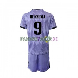 Real Madrid fußball trikot Karim Benzema 9 Kinder Auswärts 2022-2023 Kurzarm