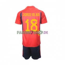 Spanien fußball trikot WM 2022 Jordi Alba 18 Kinder Heim Kurzarm