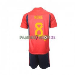 Spanien fußball trikot WM 2022 Koke 8 Kinder Heim Kurzarm