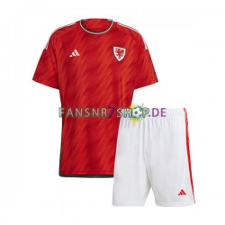 Wales fußball trikot WM 2022 Kinder Heim Kurzarm