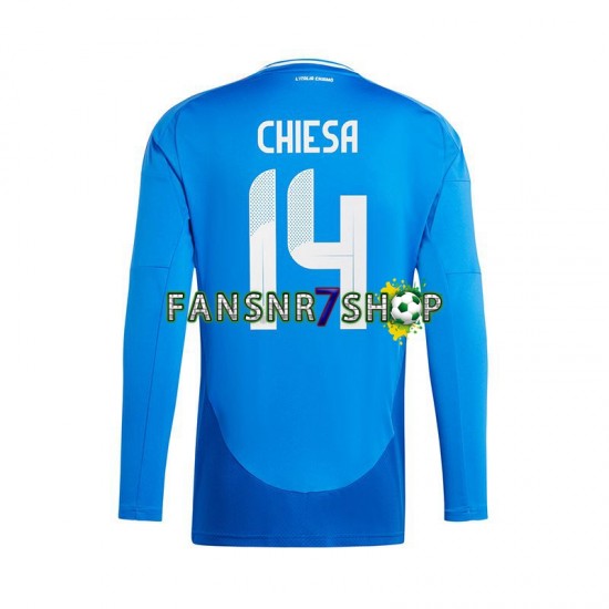 Italien fußball trikot Euro 2024 Chiesa 14 Herren Heim Langarm