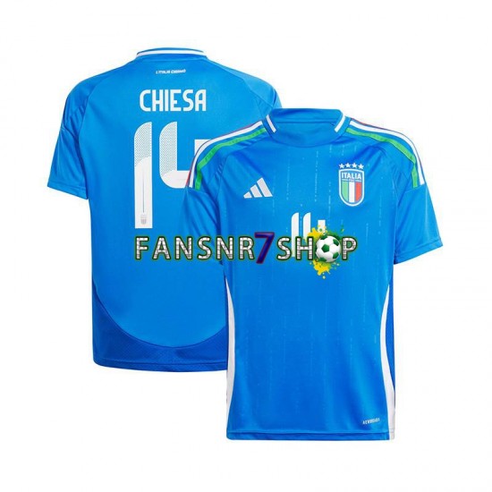 Italien fußball trikot Euro 2024 Chiesa 14 Herren Heim Kurzarm