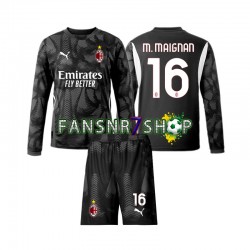 AC Mailand fußball trikot Mike Maignan 16 Torhüter Kinder Heim Schwarz 2024-2025 Langarm