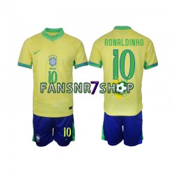 Brasilien fußball trikot Ronaldinho 10 Kinder Heim 2024 Kurzarm