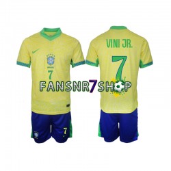 Brasilien fußball trikot VINI JR 7 Kinder Heim 2024 Kurzarm