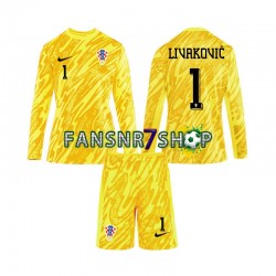 Kroatien fußball trikot Euro 2024 DOMINIK LIVAKOVIC 1 Torhüter Kinder Heim Langarm
