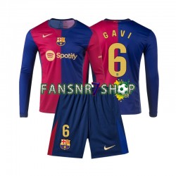 FC Barcelona fußball trikot Gavi 6 Kinder Heim 2024-2025 Langarm