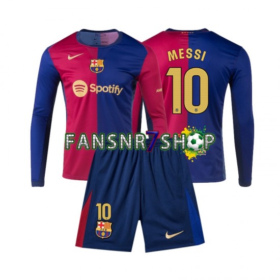 FC Barcelona fußball trikot Lionel Messi 10 Kinder Heim 2024-2025 Langarm