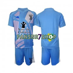 Juventus Turin fußball trikot Torhüter Kinder Heim Blau 2024-2025 Kurzarm