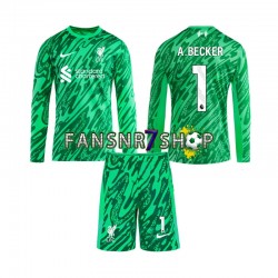 Liverpool fußball trikot Alisson Becker 1 Torhüter Kinder Auswärts 2024-2025 Langarm