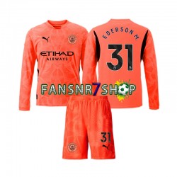 Manchester City fußball trikot Ederson Moraes 31 Torhüter Kinder Auswärts 2024-2025 Langarm