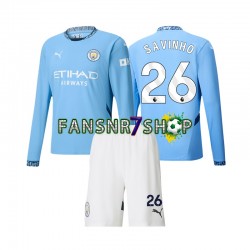 Manchester City fußball trikot Savinho 26 Kinder Heim 2024-2025 Langarm