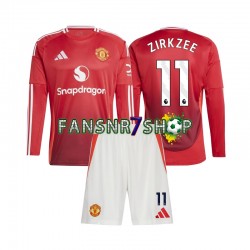 Manchester United fußball trikot Joshua Zirkzee 11 Kinder Heim 2024-2025 Langarm