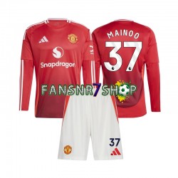 Manchester United fußball trikot Kobbie Mainoo 37 Kinder Heim 2024-2025 Langarm