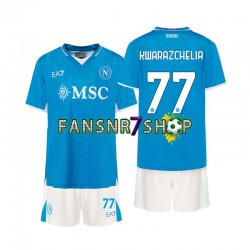 SSC Neaples fußball trikot Khvicha Kvaratskhelia 77 Kinder Heim 2024-2025 Kurzarm