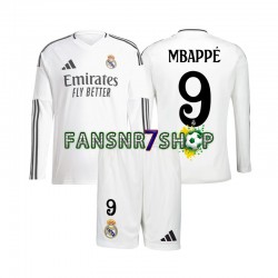 Real Madrid fußball trikot Kylian Mbappé 9 Kinder Heim 2024-2025 Langarm