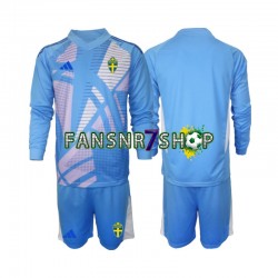 Schweden fußball trikot Torhüter Kinder Auswärts Blau 2024 Langarm