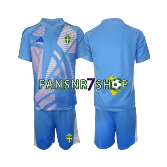 Schweden fußball trikot Torhüter Kinder Auswärts Blau 2024 Kurzarm
